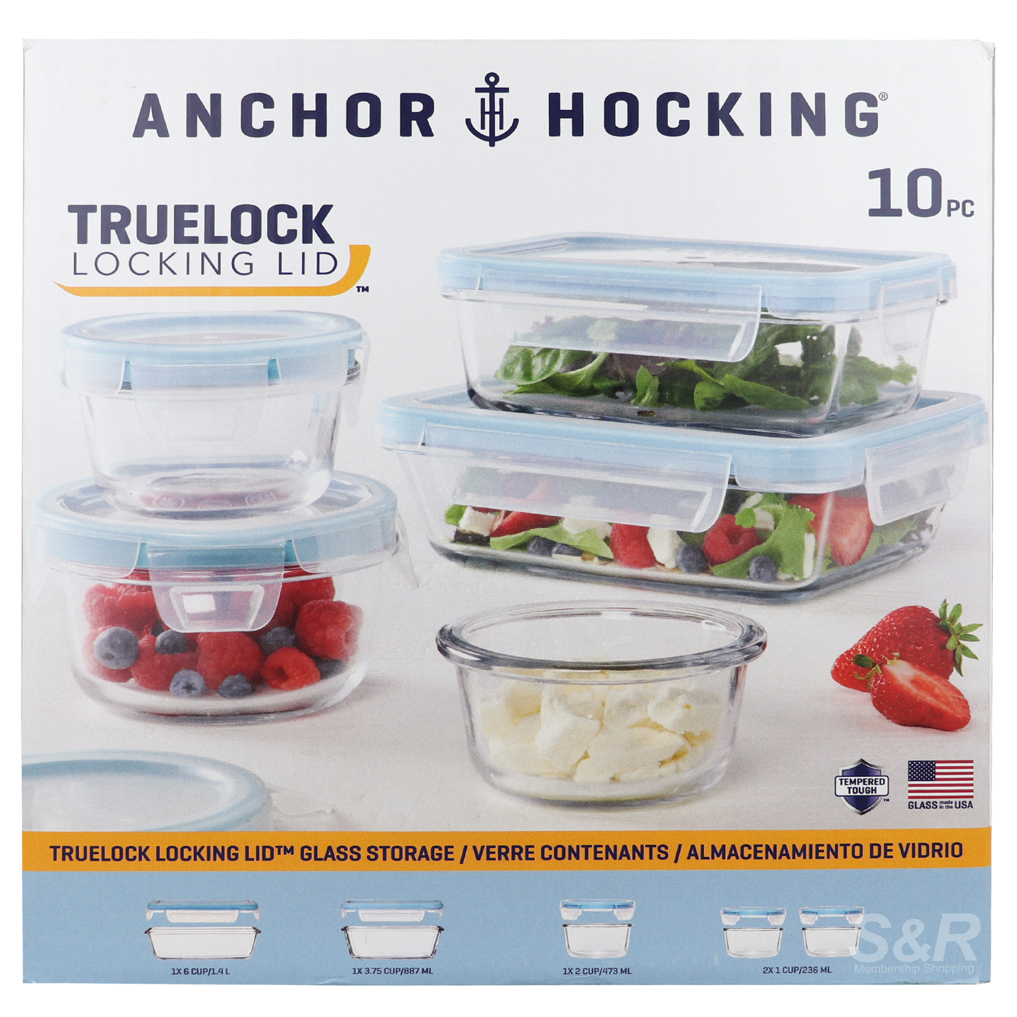 Anchor Hocking Truelock Locking Lid Glass Storage 10pc